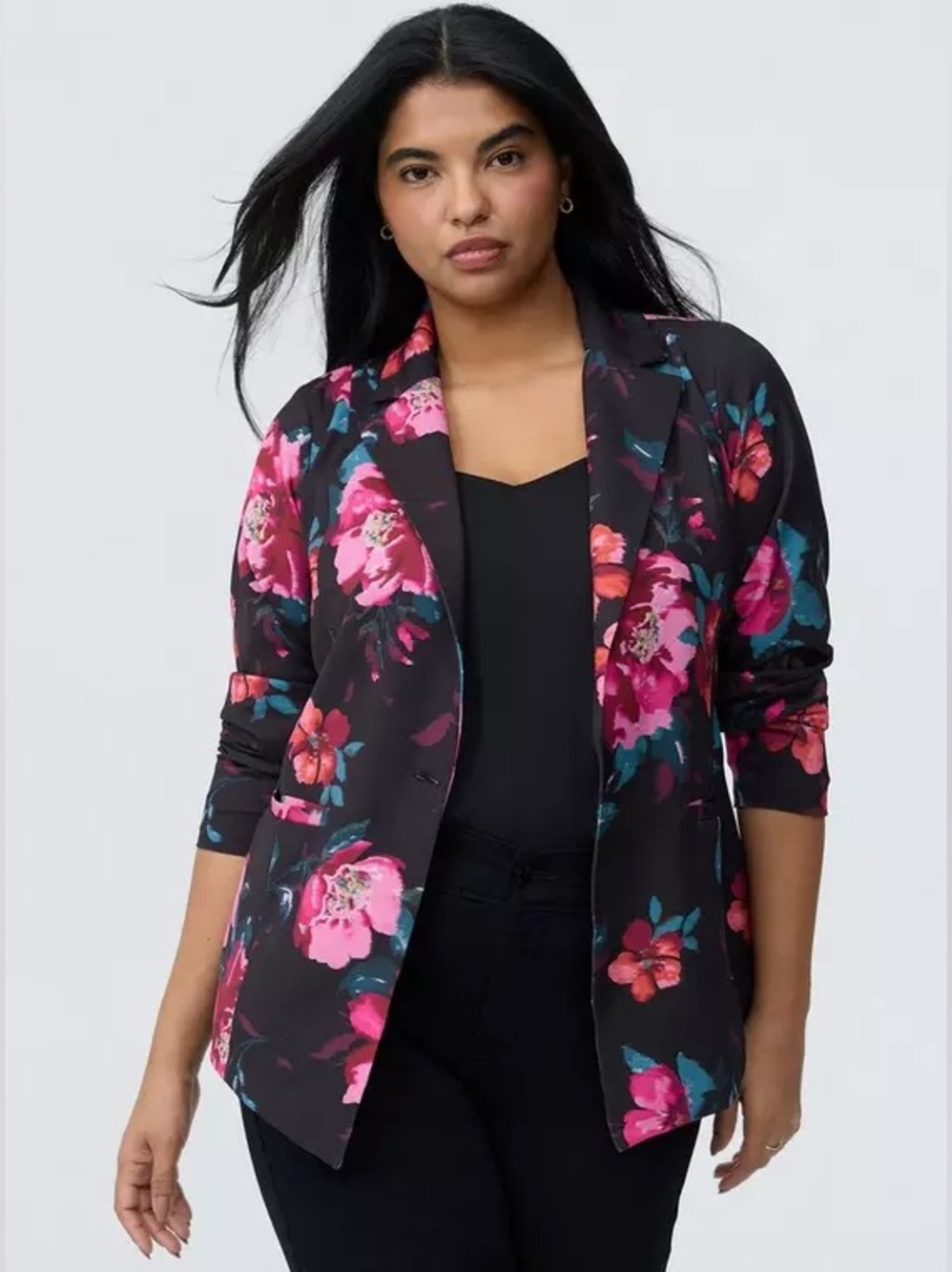 NWT TORRID FLORAL Studio Crepe Blazer